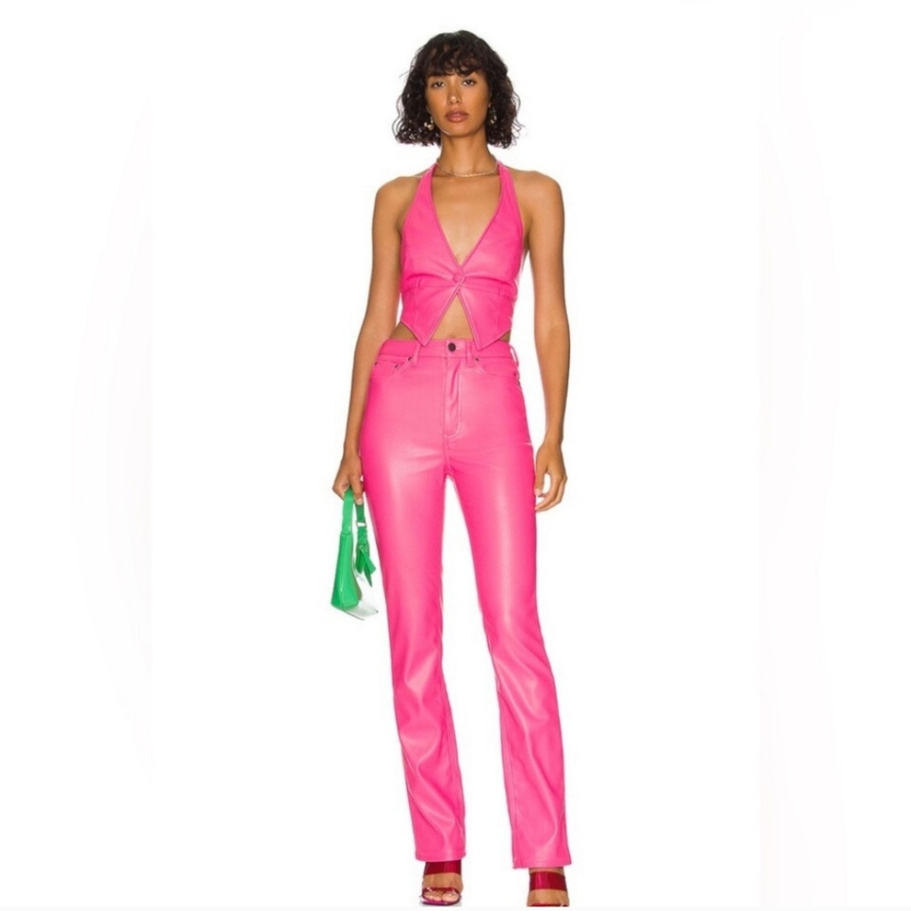 AFRM Heston Faux Leather Pant in Azalea Pink
